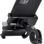 Holder for mobile phones designed for electric scooters and electric bicycles.