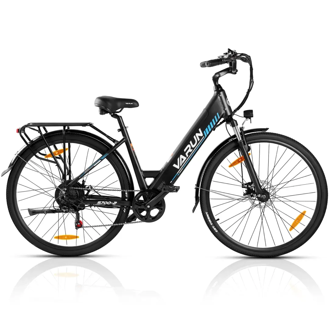 VARUN S700 Electric Bike – Schwarz, Step-Thru | Buy Electric Bikes & E-Scooters UK | Alpha Scootz